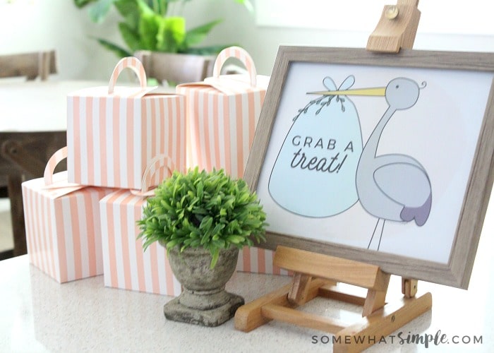 diaper drive print in a frame next to some treat boxes