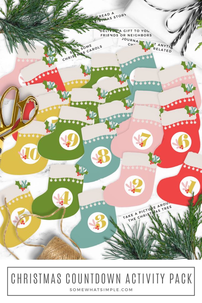 long image showing the stockings for an advent calendar cut out