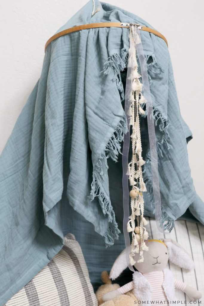 long image of a hanging play tent for kids