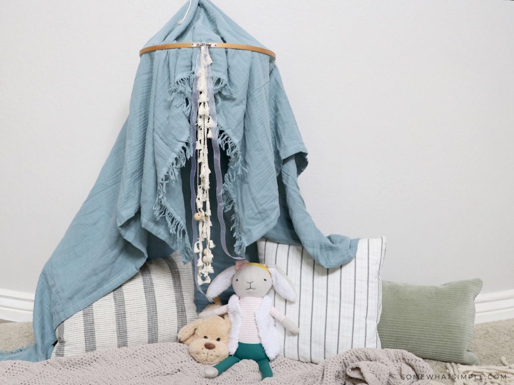 finished hanging play tent for kids