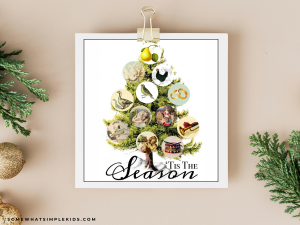 Vintage 12 Days of Christmas Countdown clipped to the wall