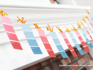 close up of a 4th of July Fireworks Banner made with paint chips