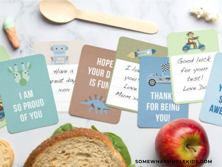 printable lunch notes next to food for a child's lunch