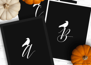 monogram crow printable for halloween